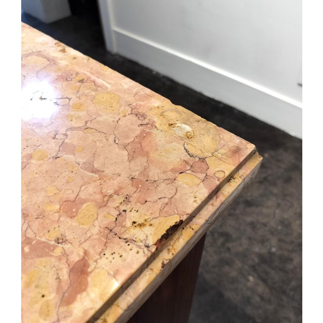 Belgian Louis XVI Style Marble Top Marquetry Sideboard With Decorative Brass For Sale - Image 9 of 11