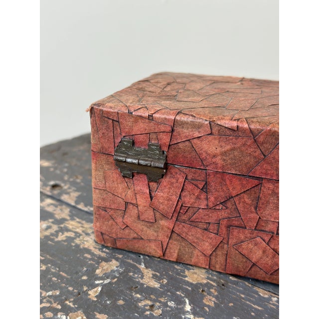 Vintage Painted Decoupage Masking Tape Glove Box, Mid 20th Century For Sale - Image 11 of 15