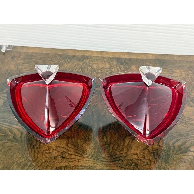 Bohemia Bohemia Crystal Lidded Geometric Bowls, Pair For Sale - Image 4 of 12