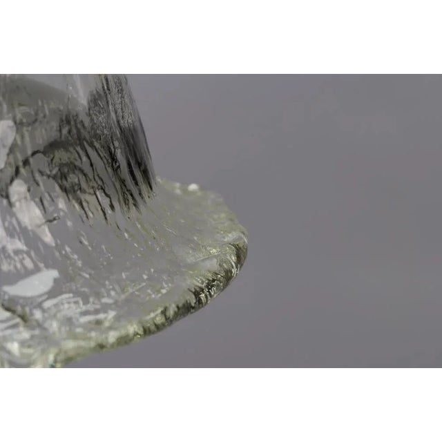 Italian Bell-Shaped Iced Murano Glass and Chrome Pendant Lamp For Sale - Image 9 of 17