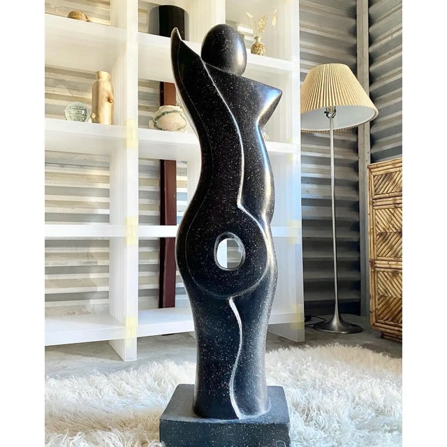 One of a kind cast terrazzo-style concrete sculpture. Beautiful cubist female abstracted form. Extremely heavyweight for...