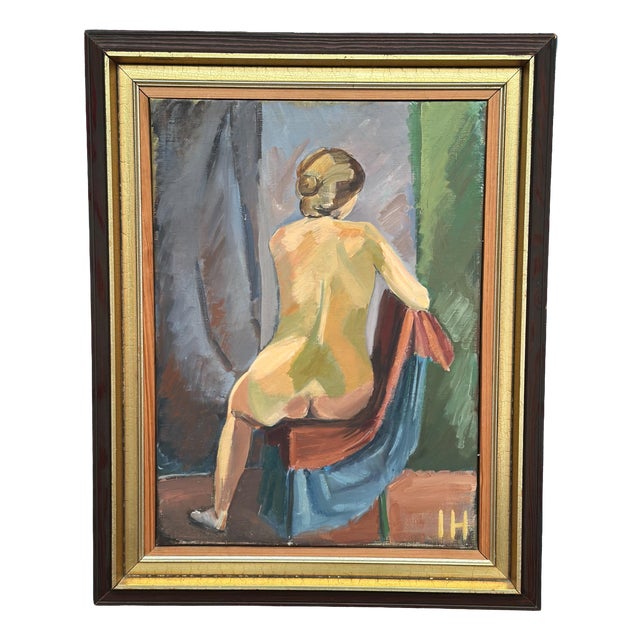 Attributed to Inger Hasselgren, Sitting Woman, 1950s, Oil on Canvas, Framed For Sale