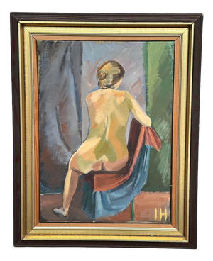 Attributed to Inger Hasselgren, Sitting Woman, 1950s, Oil on Canvas, Framed