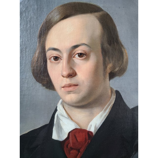Mid 19th Century Antique 19th Century Oil Painting Portrait of a Man For Sale - Image 5 of 17