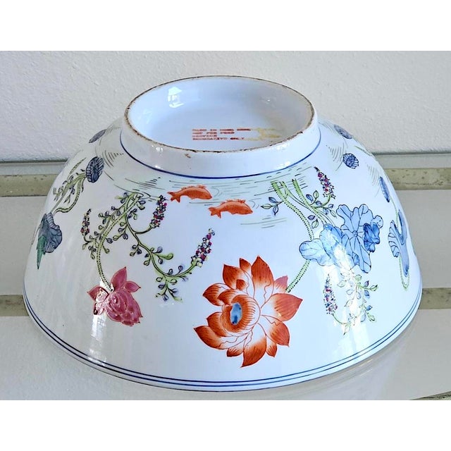 Ceramic Mid-Century Chinoiserie Decorative Porcelain Centerpiece Bowl For Sale - Image 7 of 10