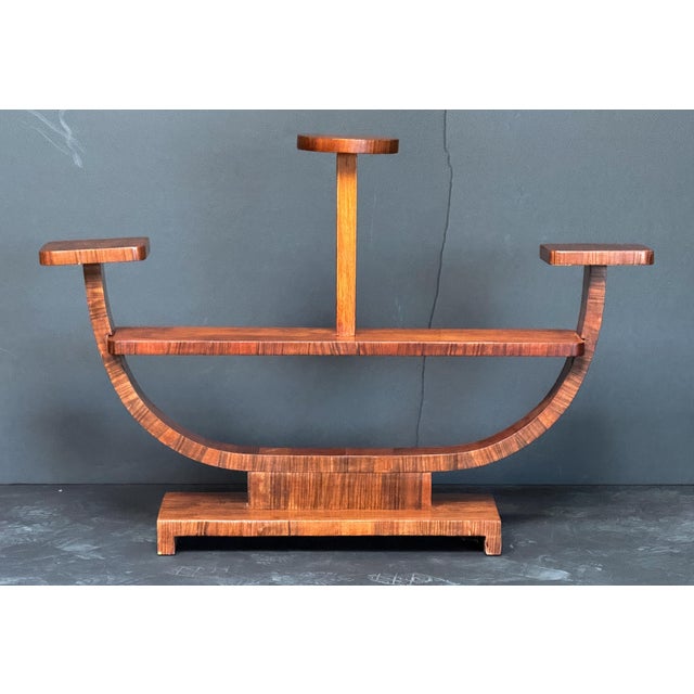 Art Deco Plant Stand or Etagere of Figured Walnut From Italy For Sale In Austin - Image 6 of 10