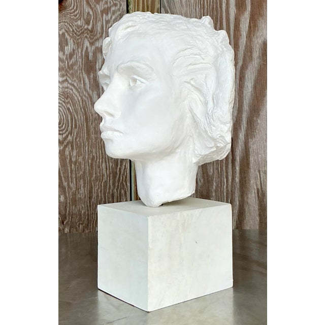 Figurative Vintage Boho Plaster Bust of Woman For Sale - Image 3 of 9