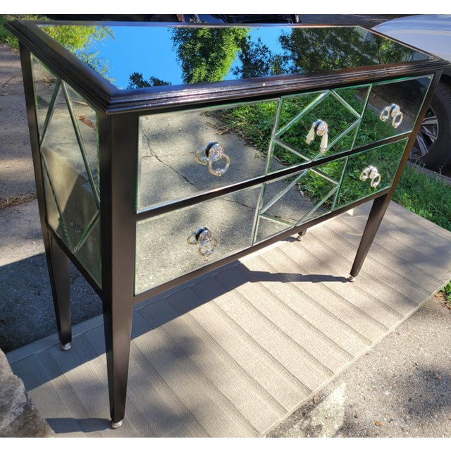 1990s 1990s Maitland-Smith Hollywood Regency Mirrored 4-Drawer Console Table For Sale - Image 5 of 10