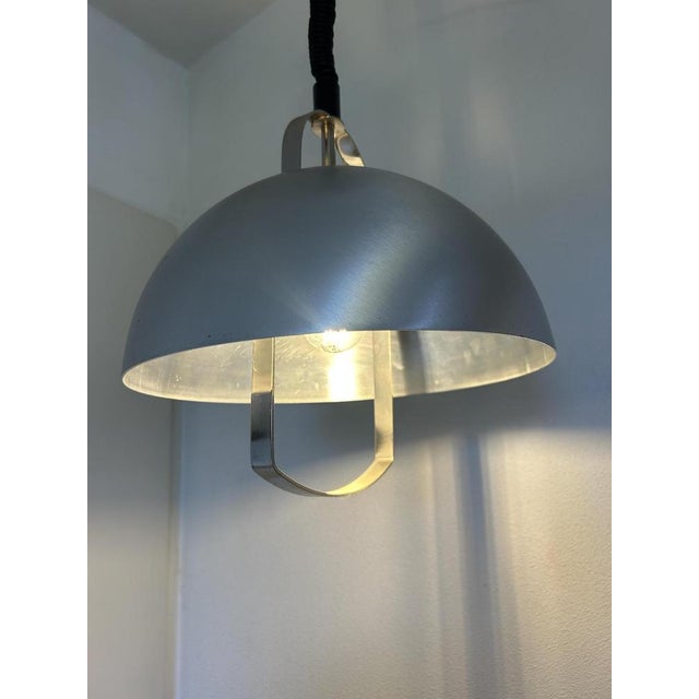 1970s Up and Down Pendant in Brushed Metal, 1970s For Sale - Image 5 of 13