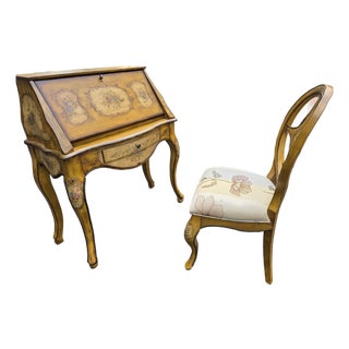 Late 20th Century Butler Specialty Company French Provincial Style Ladies Secretaire With Matching Chair For Sale