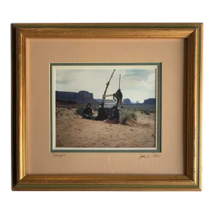 Vintage Photograph of Navajo Women in Desert