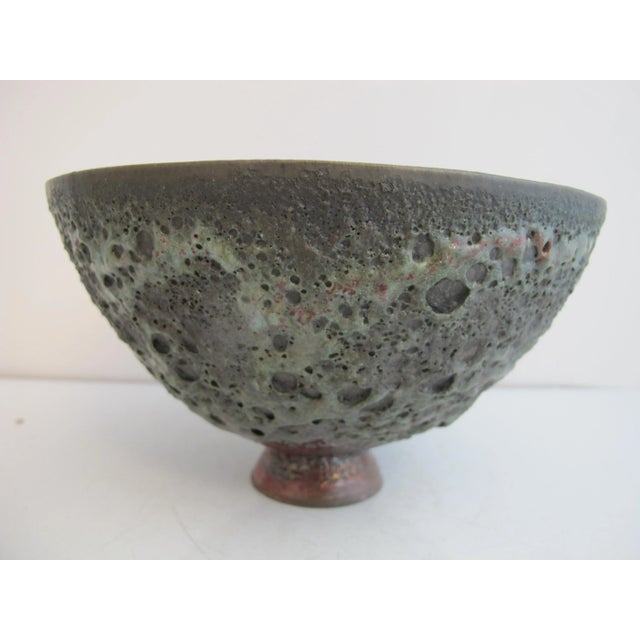 Ceramic Beatrice Wood Beato Red Volcanic Iridescent Luster Pottery Footed Bowl For Sale - Image 7 of 11