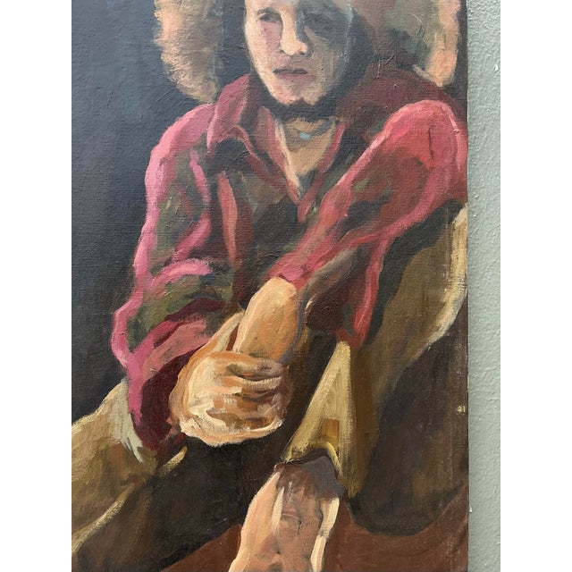 Late 20th Century Vintage Monumental Original Portrait on Canvas For Sale - Image 5 of 12