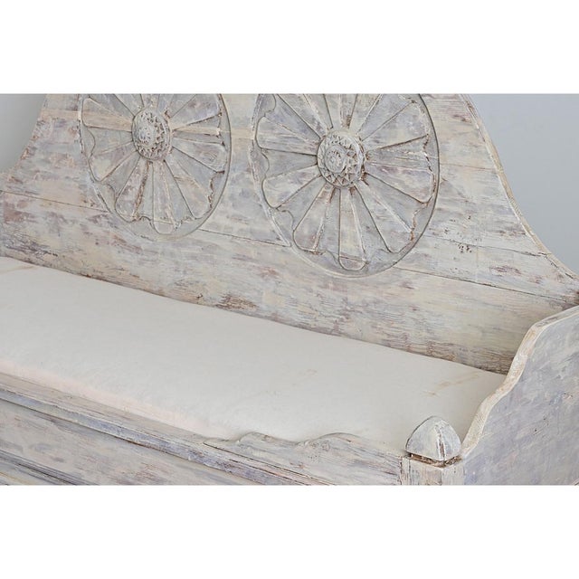 Brown Swedish Gustavian 18th Century Painted Pine Settee with Storage For Sale - Image 8 of 15