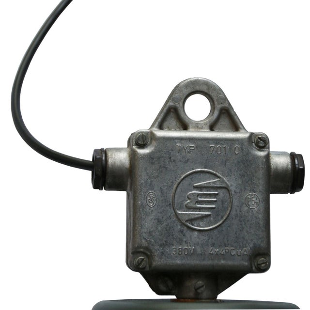 Vintage Industrial Gray Enamel Pendant Light For Sale - Image 6 of 7