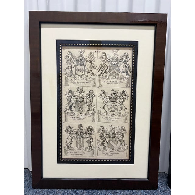 Expert and high end framing done for these 4 armorial plates. Continental “earls”. Stunning presentation