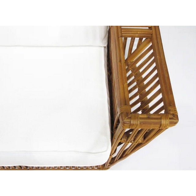 Art Deco Presidents Stick Reed Rattan Nantucket 3 Seat Sofa For Sale - Image 3 of 8
