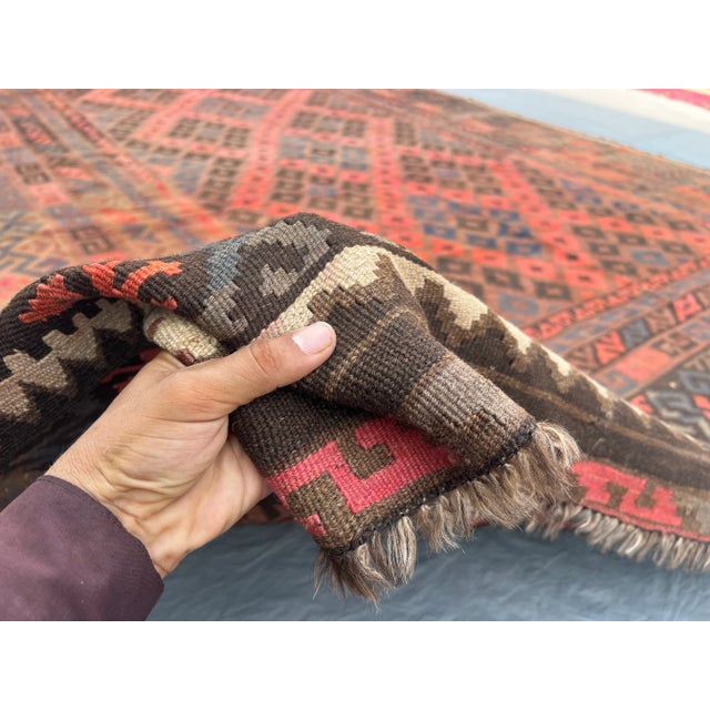 Vintage Afghan Hand-Woven Oversized Kilim Rug | Oriental Rare Palace-Size Tribal Wool Flatweave Rug For Sale - Image 9 of 13