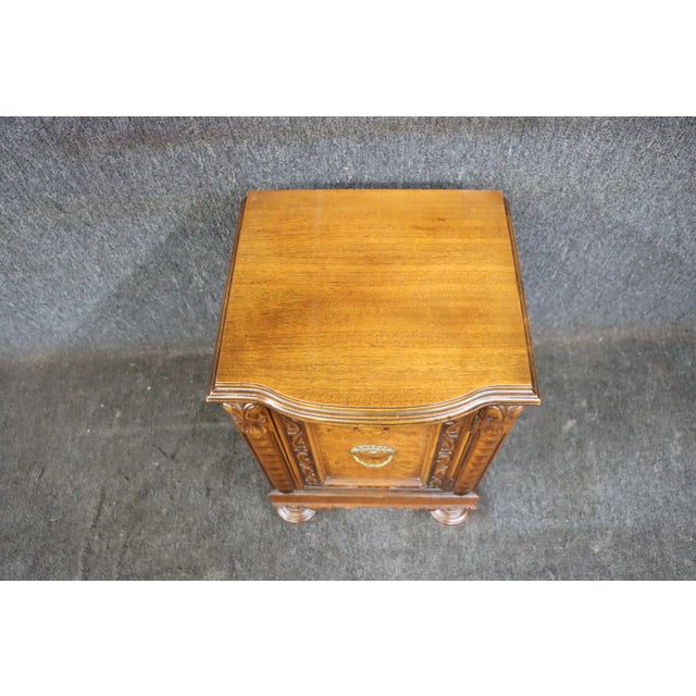 Traditional 1930s Depression Era Carved Walnut Nightstand For Sale - Image 3 of 10