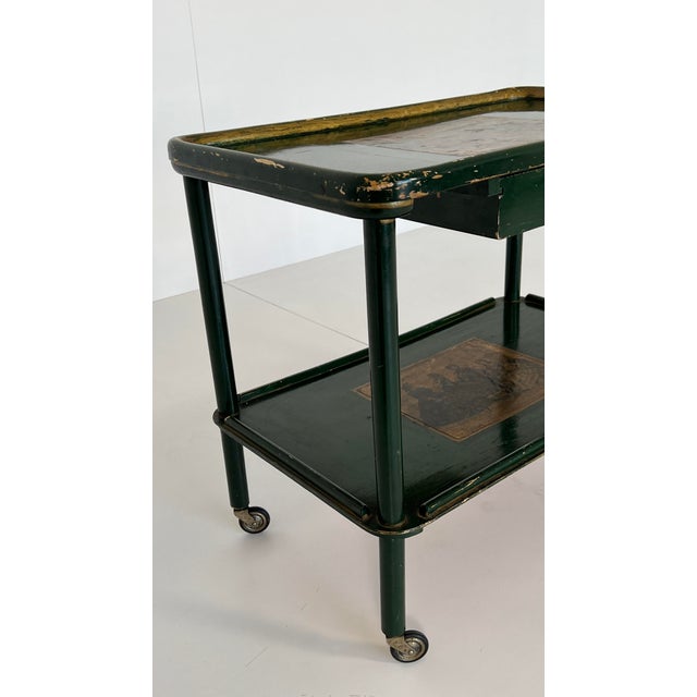 Contemporary Vintage Green Tea Trolley, 1930s For Sale - Image 3 of 9