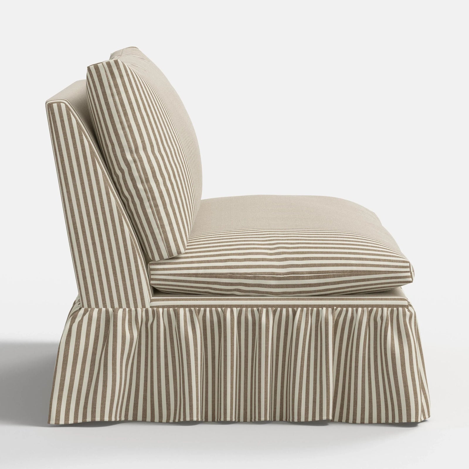Stoffer Home x Cloth & Company Thelma 47" Ruffle Settee in Jane Stripe Burlap