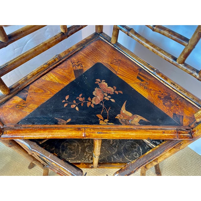 Antique French Bamboo & Lacquer Corner Cabinet, c.1870 For Sale - Image 10 of 17