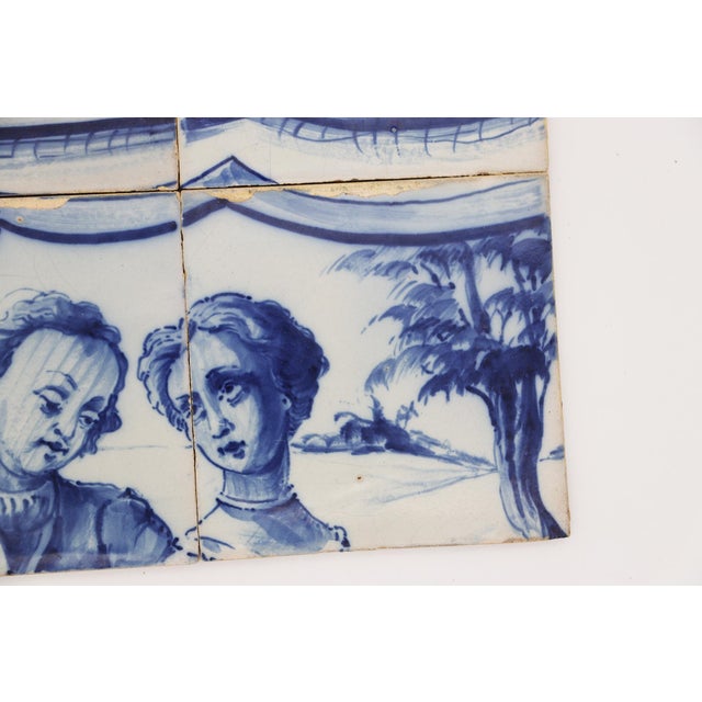 19th Century Set of Four Tiles Depicting a Couple, Portuguese For Sale - Image 6 of 10