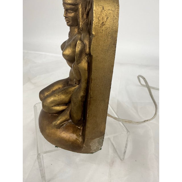 Ceramic Vintage Art Deco Chalk Ware Sculptural Lamp. For Sale - Image 7 of 12