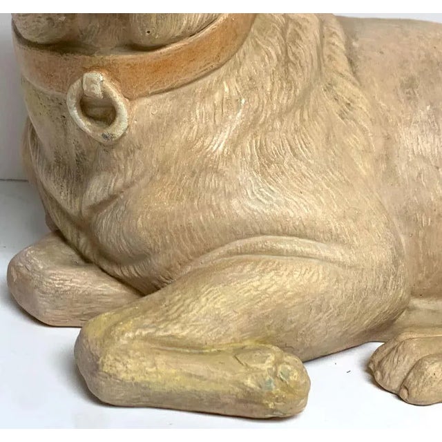Late 19th Century Antique English Terracotta Recumbent Pug Dog For Sale In West Palm - Image 6 of 10