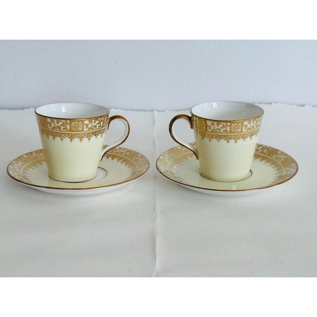 Vintage 1920s Jones McDuffee & Stratton Demitasse Cup & Saucers, a Pair For Sale - Image 10 of 10