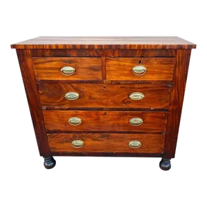 19th Century American Federal Style Mahogany 5 Drawer Chest.