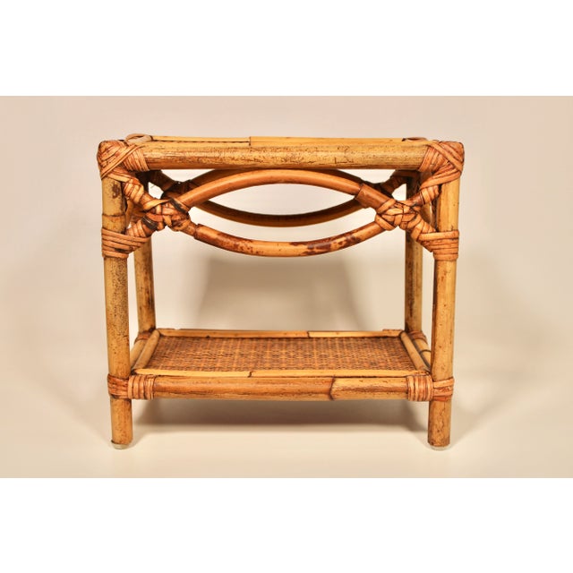 Vintage Boho Chic Bamboo Platform / Bookshelf / Plant Stand For Sale - Image 11 of 11