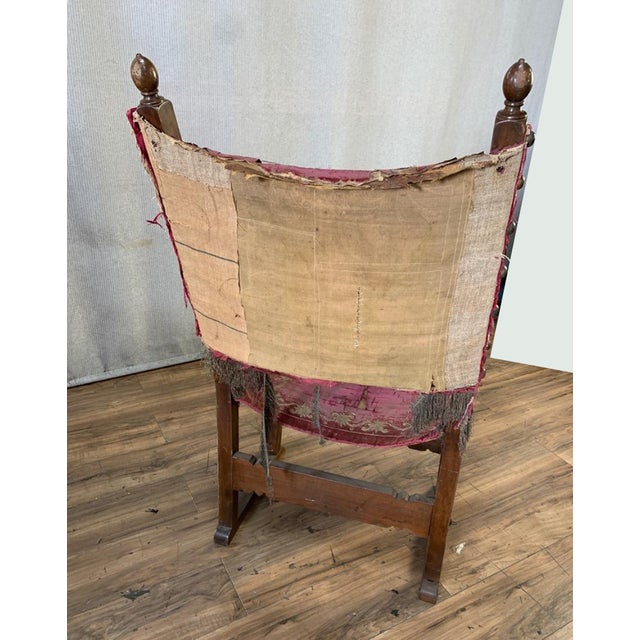 1930s Pair of 17th Century Spanish Style Friar Fraileros Carved Accent Arm Chairs For Sale - Image 5 of 6