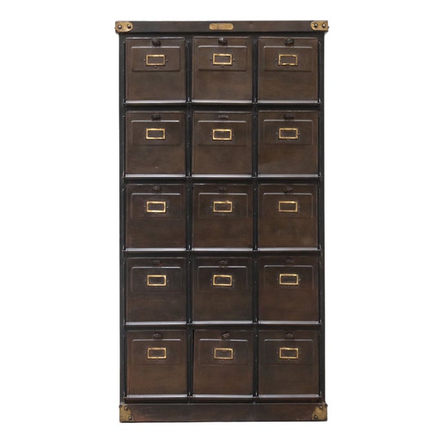 Mid-Century Industrial Steel 15-Tier Cabinet, Italy, 1950s For Sale