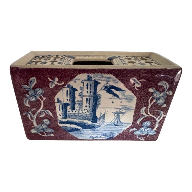 Traditional Dutch Delft Rectangular Plant Flowers Frog For Sale