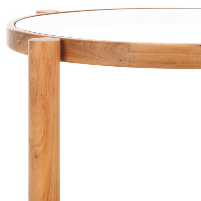 Spritely Home Karyna Rattan & Glass Accent Table With Shelf in Clear / Natural For Sale - Image 4 of 8