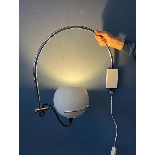 Vintage Space Age White Arc Wall Lamp from GEPO For Sale - Image 3 of 13