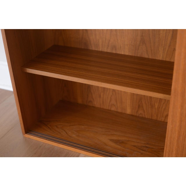 Wood Danish Modern Teak Bookcase Cabinet With Sliding Door For Sale - Image 7 of 15