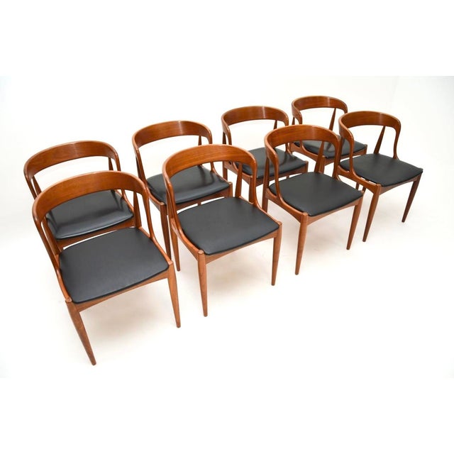 A stylish and extremely well made set of eight Danish vintage teak dining chairs by Johannes Andersen, dating from the...