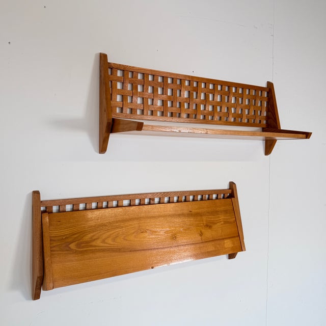 Mid-Century Wall Shelves with Woven Back Panel from Úluv, 1960s, Set of 2 For Sale - Image 10 of 12