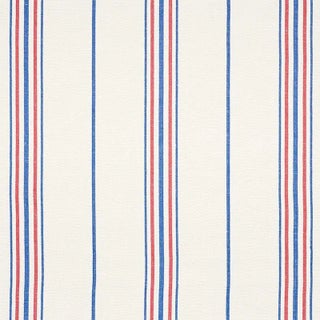 Sample - Schumacher Scarset Stripe Fabric in Blue & Red For Sale