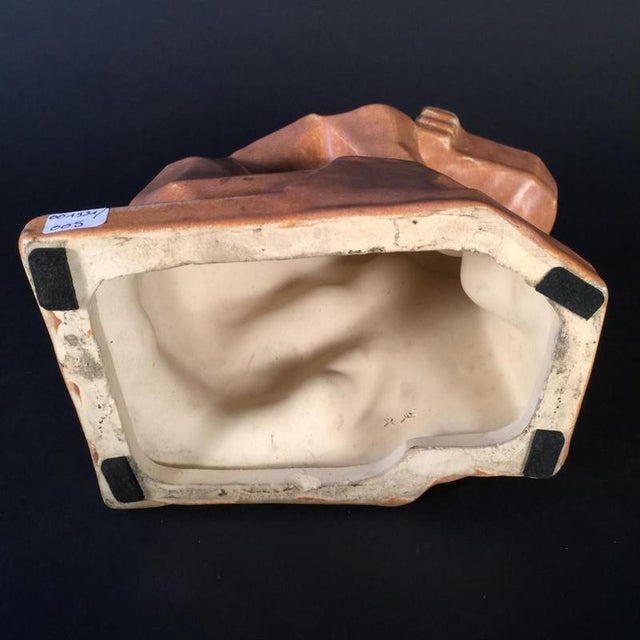 Brown Art Deco Cubist Woman Sculpture by Angelo Hecq & Roger Guerin, 1925 For Sale - Image 8 of 11