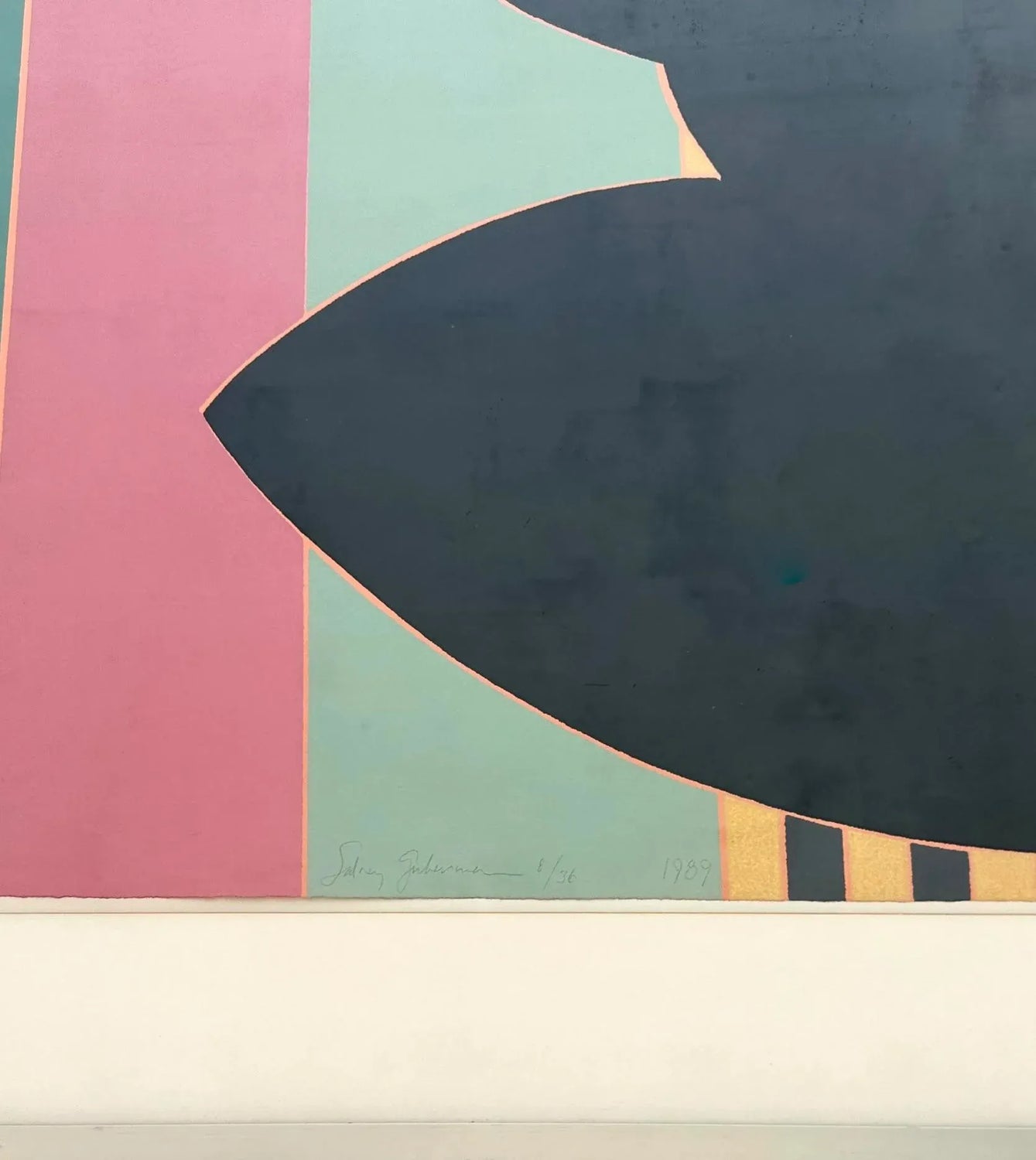 Vintage Geometric Block Print on Paper Signed by Sidney Guberman — additional photo 5