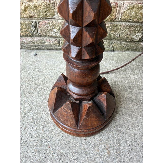1940s Charlies Dudouyt Wooden Table Lamp, France For Sale - Image 12 of 14