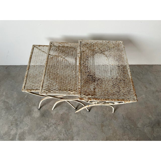 70's Mid-Century Salterini Style Wrought Iron Nesting Patio Side Tables - Set of 3 For Sale In Miami - Image 6 of 12