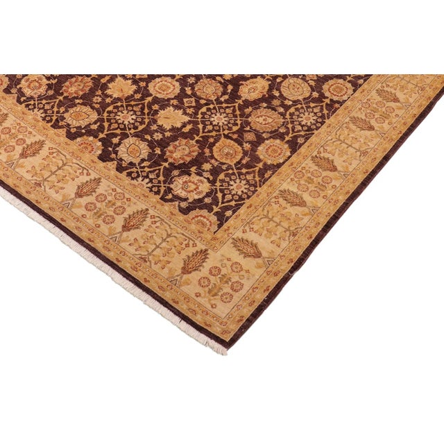 Classic Ziegler Aubergine Beige Hand-Knotted Wool Rug - 7'11'' X 9'3'' For Sale - Image 4 of 8