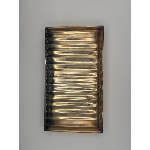 Silver Vintage Ralph Lauren Hammered Metal & Wood-Lined Cigar Case — Ribbed Lid Box For Sale - Image 8 of 8