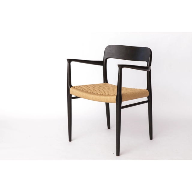 Mid-Century Danish Black Model 56 Armchair with Woven Seat by Niels Otto (N. O.) Møller for J. L. Møllers, 1960s For Sale - Image 10 of 10