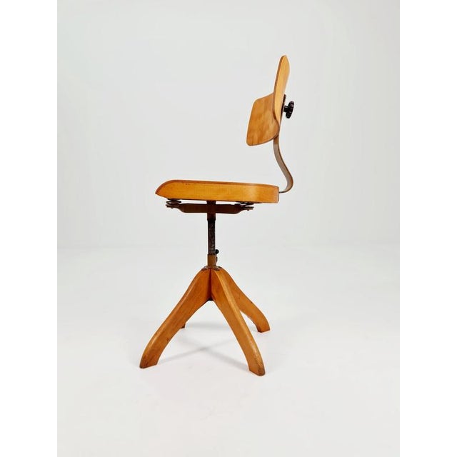 Bauhaus Bauhaus Swivel Office Chair in Wood by Polster Gleich, 1930s For Sale - Image 3 of 11