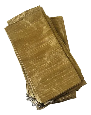 Gold Silk Beaded Large 20 X 20” Dinner Napkins - Set of 10